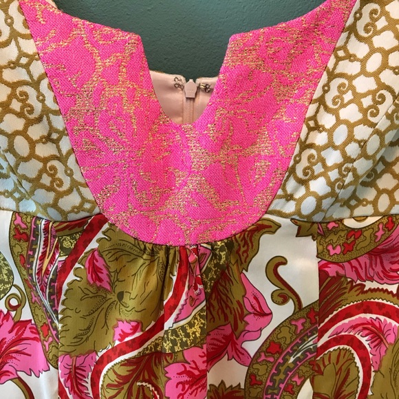 NWT Milly Silk and Brocade Hot Pink Paisley Dress - Picture 3 of 8